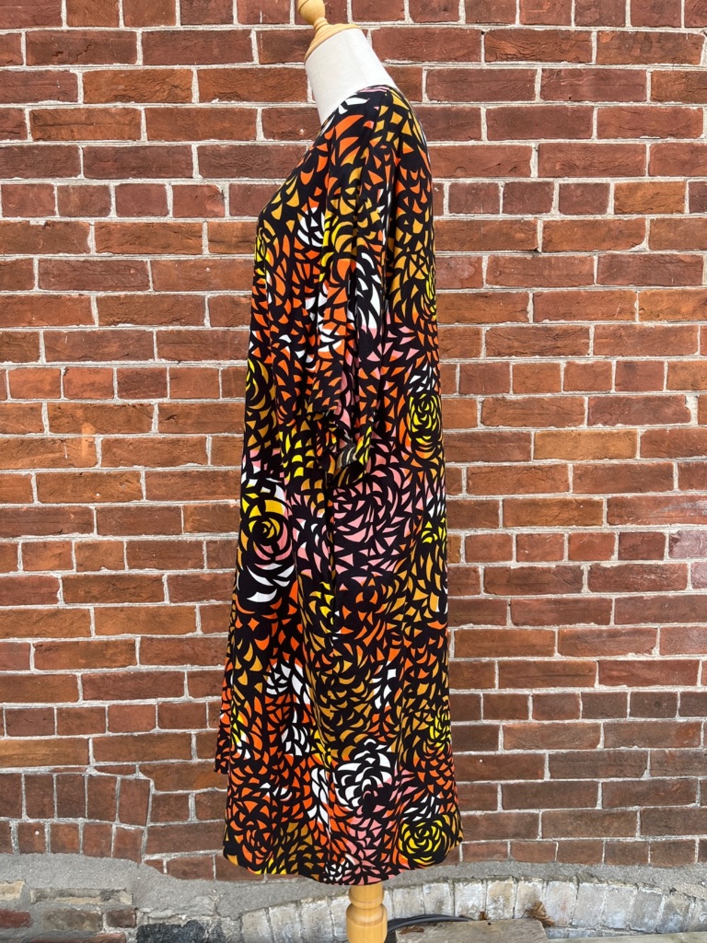 Marimekko Black Dress with Orange and Pink Abstract Print - Picture 2 of 12